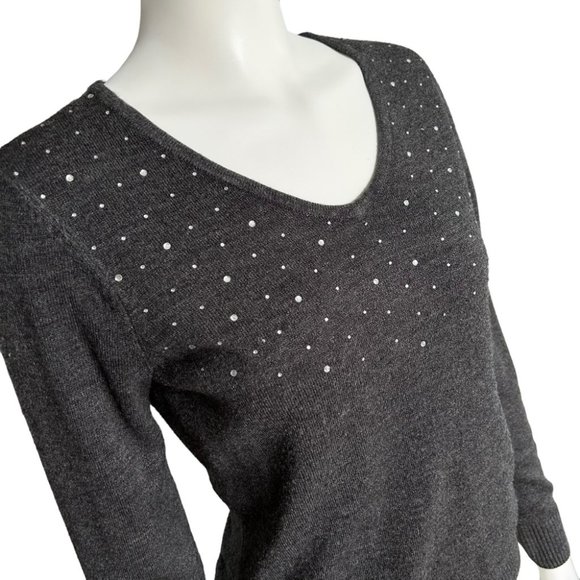 Karen Scott Grey Acrylic Cardigan And Pullover Sweater Set S - Picture 5 of 6